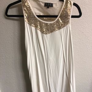 Creame blouse w/ gold sequin